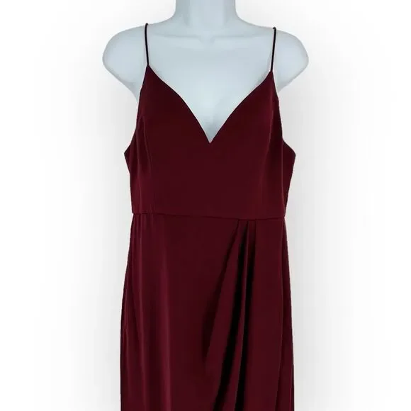 SHONA JOY NWT Core Cocktail Wrap Dress in Burgundy- size 8- coquette  cocktail